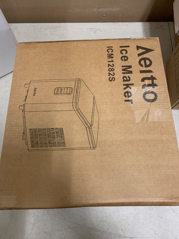 Photo 1 of Aeitto Ice Maker Countertop 26lbs/24H, Ice Machine 8 Ice Cubes Ready in 6 Mins, 2 Sizes of Bullet Ice Portable Ice Makers with Basket & Scoop, Auto Self-Cleaning for Home/Kitchen/Office Stainless