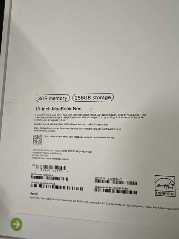 Photo 1 of 13 inch MacBook Neo