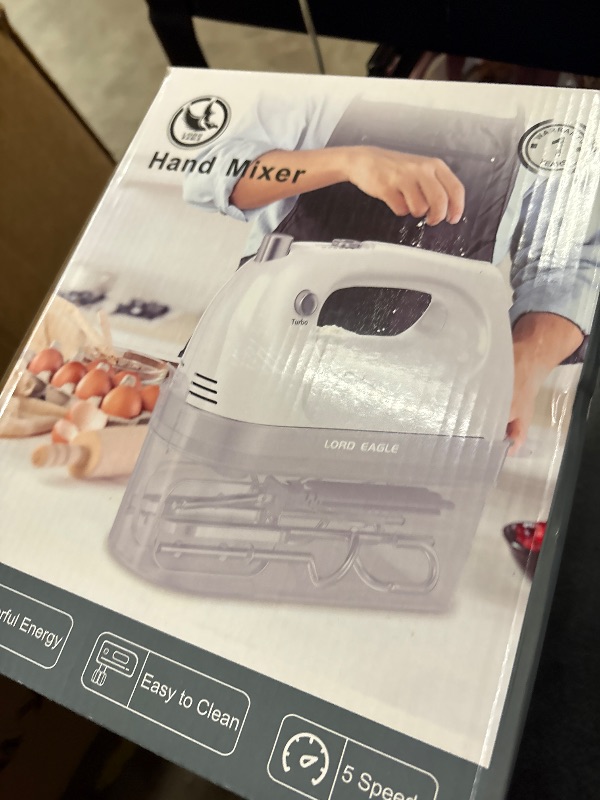 Photo 1 of Lord Eagle Hand Mixer Electric Handheld 400W, 5-Speed Lightweight Kitchen Mixer with Storage Case, 5 Stainless Steel Attachments for Baking Cake Egg Cream Food Beater, Turbo+Eject Button, Pink