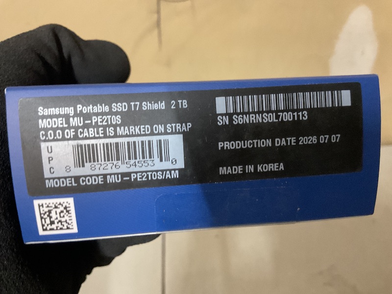 Photo 1 of Samsung T7 Shield Portable SSD 2TB, USB 3.2 Gen 2, Up to 1,050 MB/s