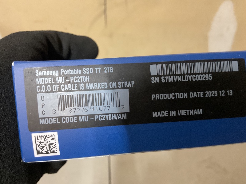 Photo 1 of SAMSUNG T7 Portable SSD, 2TB External Solid State Drive, Speeds Up to 1,050MB/s, USB 3.2 Gen 2, Reliable Storage for Gaming, Students, Professionals, MU-PC2T0H/AM, Blue