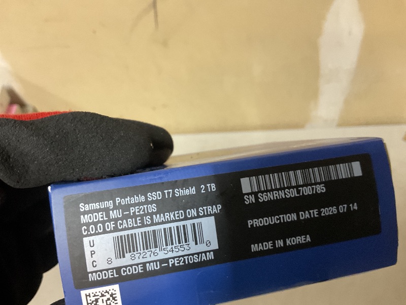 Photo 1 of Samsung T7 Shield Portable SSD 2TB, USB 3.2 Gen 2, Up to 1,050 MB/s