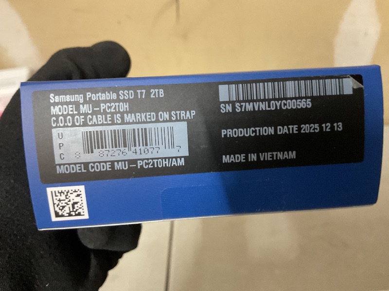 Photo 1 of SAMSUNG T7 Portable SSD, 2TB External Solid State Drive, Speeds Up to 1,050MB/s, USB 3.2 Gen 2, Reliable Storage for Gaming, Students, Professionals, MU-PC2T0H/AM, Blue