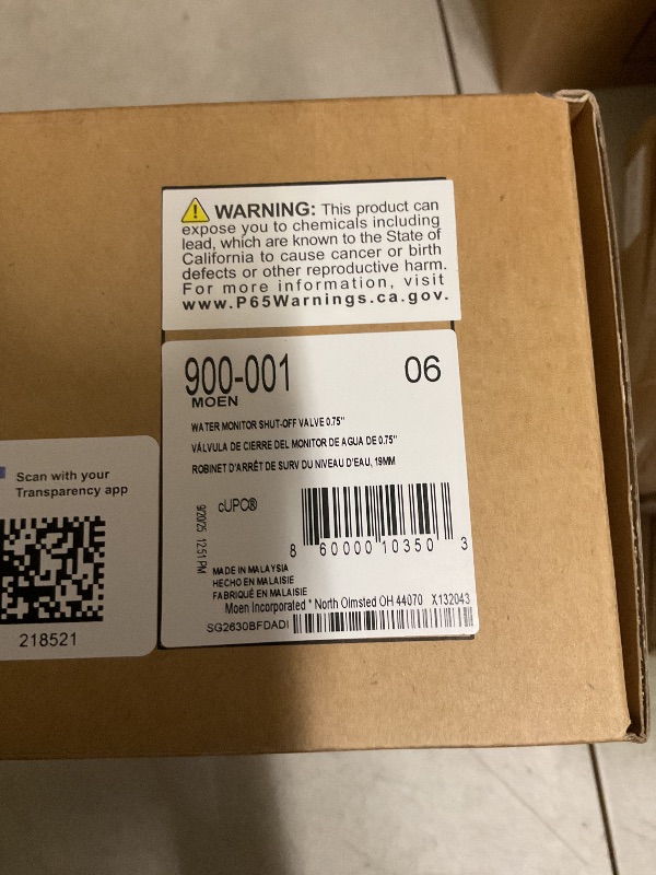 Photo 1 of Moen Flo Shutoff, 3/4" Automatic Water Leak Detector & Shutoff, 900-001