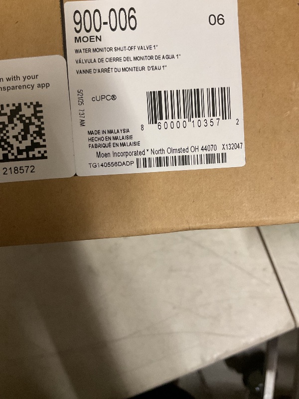 Photo 1 of Moen Flo Shutoff, Automatic Water Leak Detector & Shutoff, 1"