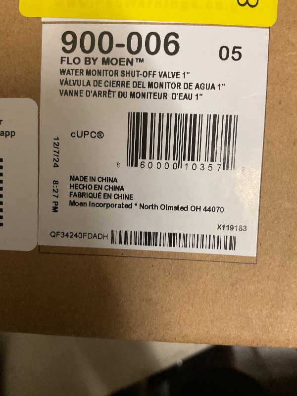 Photo 1 of Moen Flo Shutoff, Automatic Water Leak Detector & Shutoff, 1"