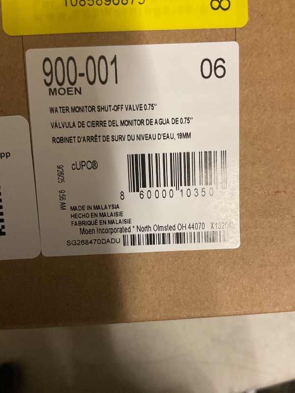 Photo 1 of FACTORY SEALED Moen Flo Shutoff, 3/4" Automatic Water Leak Detector & Shutoff, 900-001
