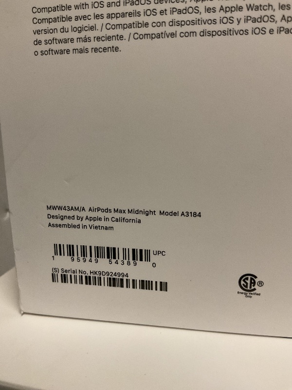 Photo 1 of Apple AirPods Max Wireless Over-Ear Headphones, Pro-Level Active Noise Cancellation, Transparency Mode, Personalized Spatial Audio, USB-C Charging, Bluetooth Headphones for iPhone - Midnight