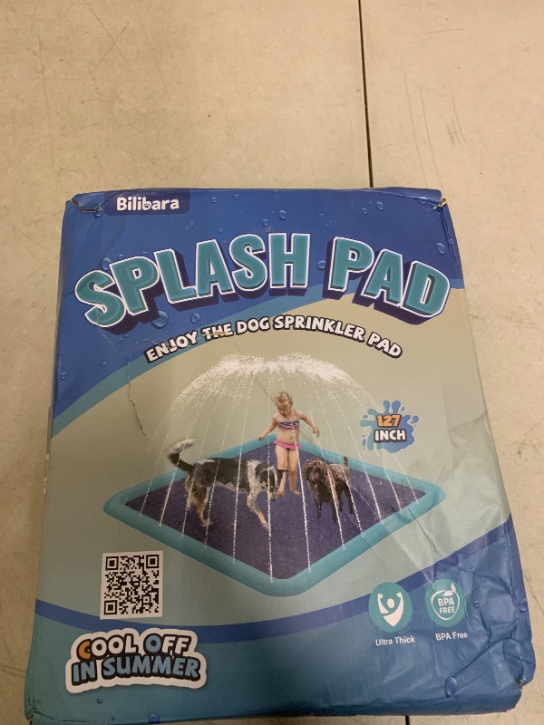 Photo 1 of Bilibara 127'' Splash Pad for Dogs, Non-Slip Sprinkler for Kids, Square Splash Pad for Kids Ages 4-8, Splash Pads for Toddlers 1-3, Dog Sprinkler Shallow Pool, Outdoor Water Toys for Backyard, Teal