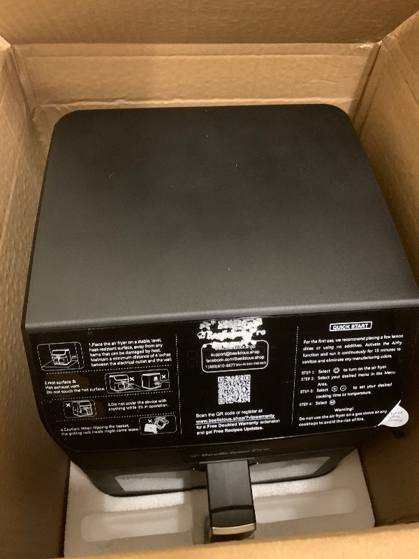 Photo 1 of Beelicious Large AirFryer, 12-in-1 Digital Airfryer with Window, Dishwasher Safe, 5.8Qt, 40+ Recipes, Flavor-Lock Tech, Shake Reminder, Compact, Quiet, Nonstick Air Fryers. Black