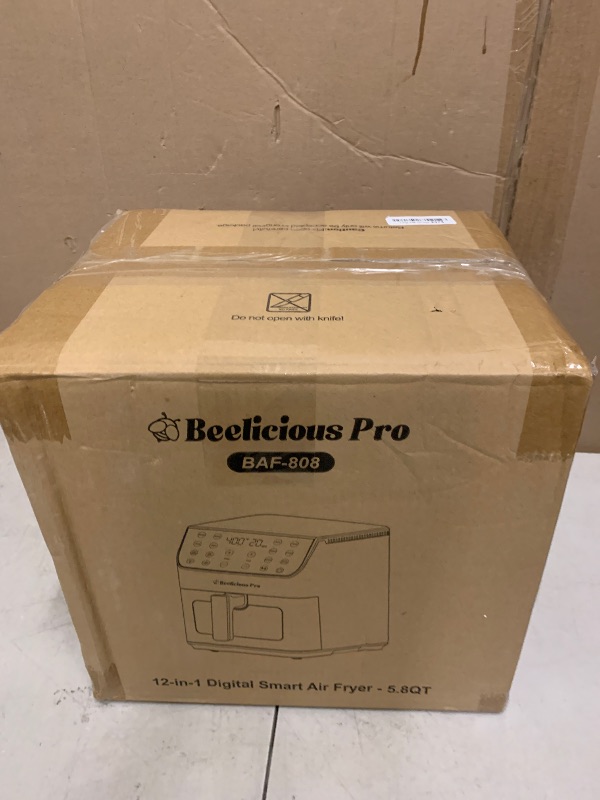 Photo 1 of Beelicious Large AirFryer, 12-in-1 Digital Airfryer with Window, Dishwasher Safe, 5.8Qt, 40+ Recipes, Flavor-Lock Tech, Shake Reminder, Compact, Quiet, Nonstick Air Fryers. Black
