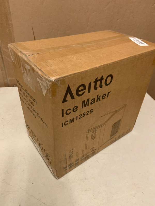 Photo 1 of Aeitto Ice Maker Countertop 26lbs/24H, Ice Machine 8 Ice Cubes Ready in 6 Mins, 2 Sizes of Bullet Ice Portable Ice Makers with Basket & Scoop, Auto Self-Cleaning for Home/Kitchen/Office Stainless