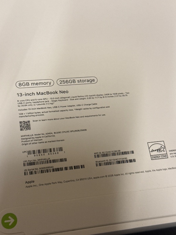 Photo 1 of Apple 2026 MacBook Neo 13-inch Laptop with A18 Pro chip: Built for AI and Apple Intelligence, Liquid Retina Display, 8GB Unified Memory, 256GB SSD Storage, 1080p FaceTime HD Camera; Blush