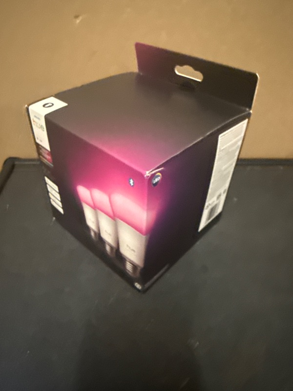Photo 1 of Philips Hue Smart LED A19 Bulb, 3 Pack, White & Color Ambiance, E26 Base, 7.2W, Full Spectrum Light 1000K-20000K, 810 Lumens, Dimmable LED Bulbs, Works with Alexa, Google & Apple Home