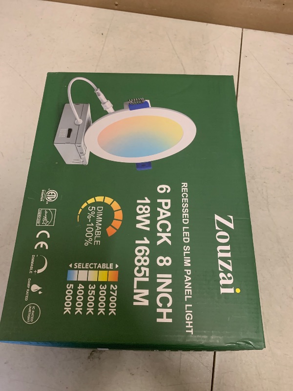 Photo 1 of zouzai 8 Inch Black 18W Eqv 150W 1685LM 5CCT Ultra-Thin LED Recessed Ceiling Light with Junction Box 2700K/3000K/3500K/4000K/5000K Selectable, Dimmable ETL and Energy Star Certified?6 Pack ?