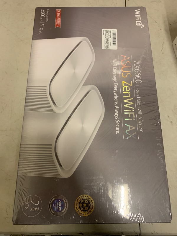 Photo 1 of ASUS ZenWiFi AX6600 Tri-Band Mesh WiFi 6 System (XT8 2PK) - Whole Home Coverage up to 5500 sq.ft & 6+ Rooms, AiMesh, Included Lifetime Internet Security, Easy Setup, 3 SSID, Parental Control, White