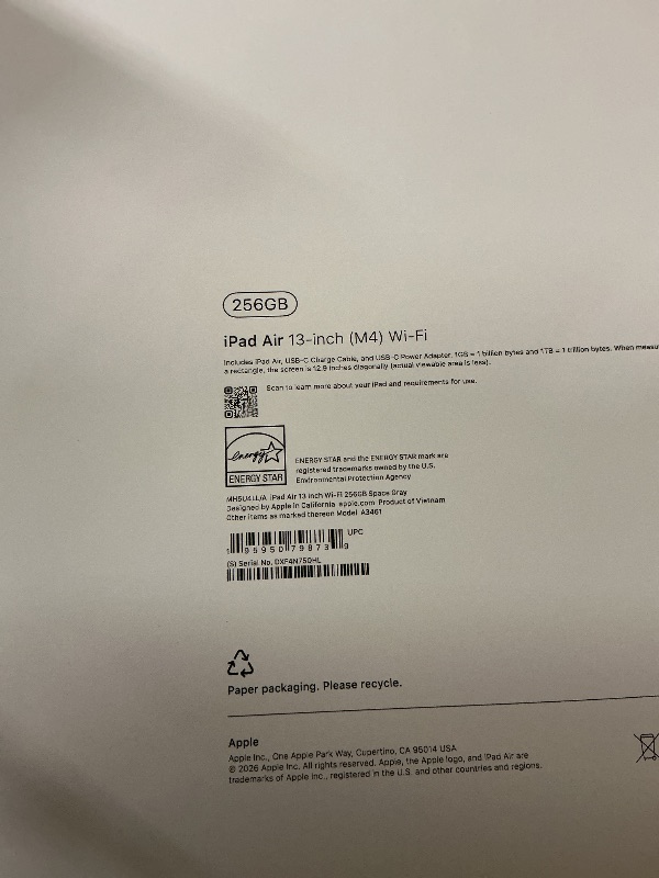 View 3 of Apple iPad Air 13-inch (M4): Liquid Retina Display, 256GB, 12MP Front/Back Camera, Wi-Fi 7 with Apple N1, Touch ID, All-Day Battery Life — Space Gray