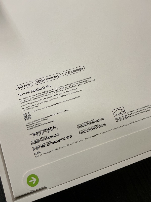Photo 1 of Apple 2025 MacBook Pro Laptop with Apple M5 chip with 10?core CPU and 10?core GPU: Built for AI, 14.2-inch Liquid Retina XDR Display, 16GB Unified Memory, 1TB SSD Storage; Space Black