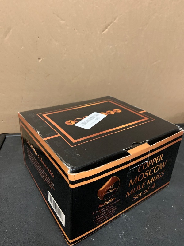 Photo 1 of Yooreka Gift Set Moscow Mule Mugs Set Of 4 16 oz Solid Cooper, 100% Pure Copper Cups HANDCRAFTED, BONUS 4 Straws, 4 Wood Coasters, Stirring Spoon, Shot Glass and Cleaning brush (Oval)