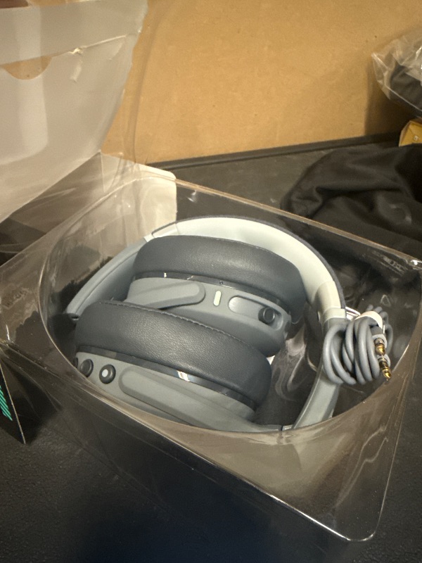 Photo 1 of Skullcandy Crusher Evo Wireless Bluetooth Headphones with Multi-Sensory Bass, Noise Isolating Over-Ear Fit, Up to 40 Hours Battery, Microphone for iPhone Android - Chill Grey