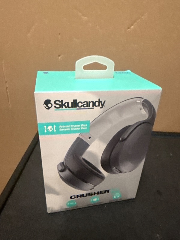 Photo 1 of Skullcandy Crusher Evo Wireless Bluetooth Headphones with Multi-Sensory Bass, Noise Isolating Over-Ear Fit, Up to 40 Hours Battery, Microphone for iPhone Android - Chill Grey