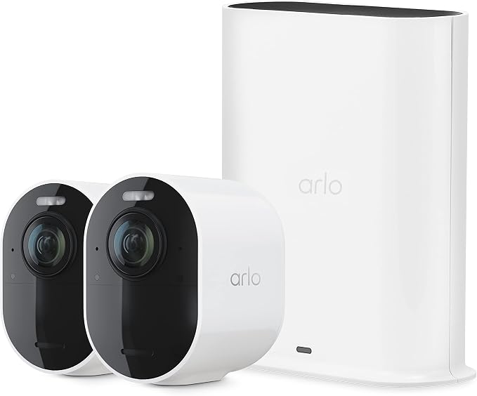 Photo 1 of Arlo Ultra 2 Spotlight Camera 4K HDR (2 Cameras, SmartHub Included & Required) | Wireless Home Security Camera | Color Night Vision, Motion Sensor, 180º View, 2-Way Audio, White