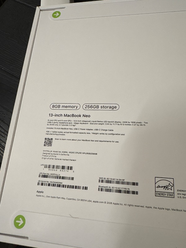 Photo 1 of 13Inch MacBook Neo 8GB Memory, 256GB Storage