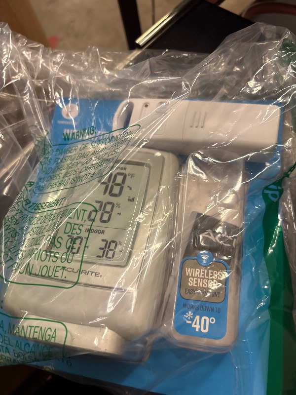 Photo 1 of AcuRite 00611 Indoor Outdoor Thermometer with Wireless Temperature Sensor & Hygrometer White Small