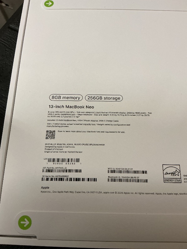 Photo 1 of Apple 2026 MacBook Neo 13-inch Laptop with A18 Pro chip: Built for AI and Apple Intelligence, Liquid Retina Display, 8GB Unified Memory, 256GB SSD Storage, 1080p FaceTime HD Camera; Blush