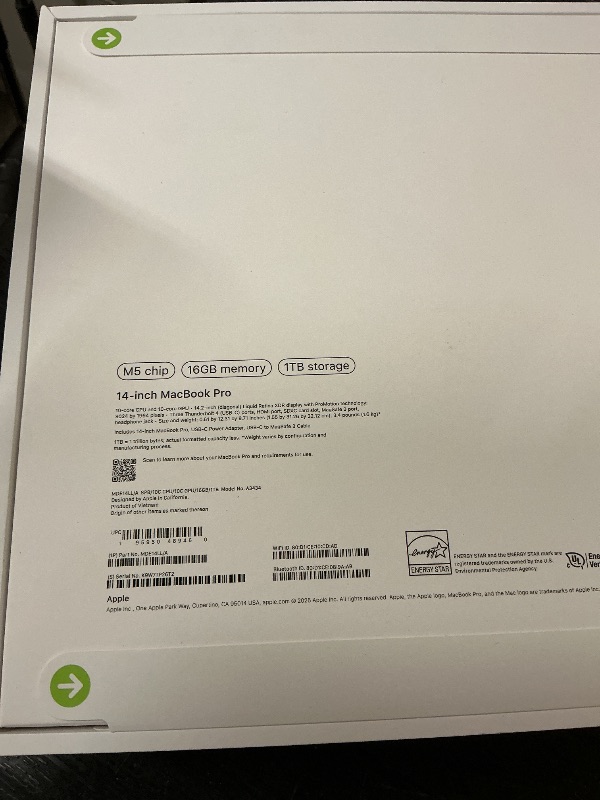 Photo 1 of Apple 2025 MacBook Pro Laptop with Apple M5 chip with 10?core CPU and 10?core GPU: Built for AI, 14.2-inch Liquid Retina XDR Display, 16GB Unified Memory, 1TB SSD Storage; Space Black