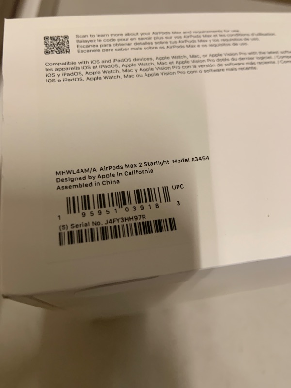 Photo 1 of Apple AirPods Max 2 Wireless Over-Ear Headphones, Active Noise Cancellation, Adaptive Audio, Personalized Spatial Audio, Live Translation, Bluetooth Headphones for iPhone – Starlight