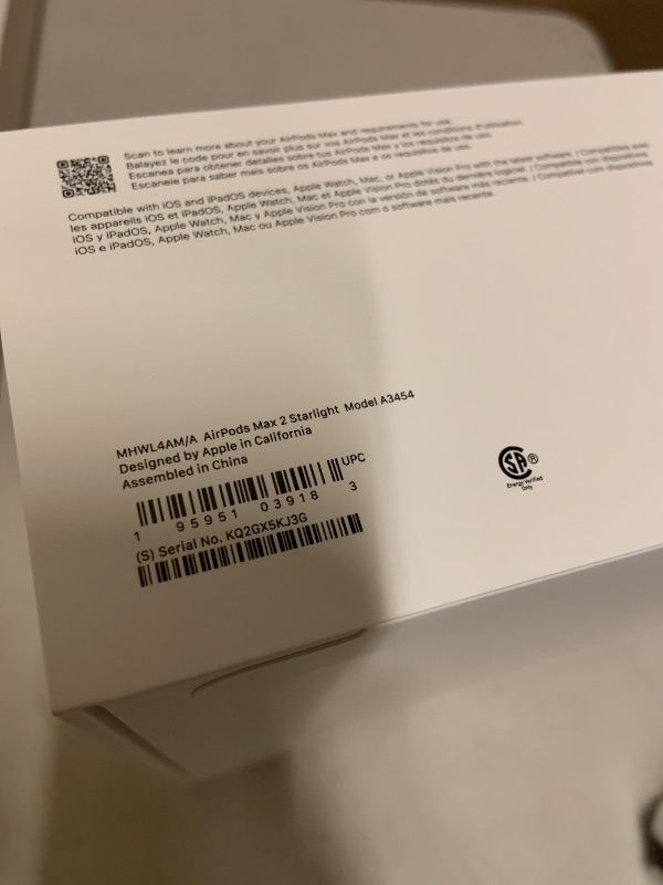 Photo 1 of Apple AirPods Max 2 Wireless Over-Ear Headphones, Active Noise Cancellation, Adaptive Audio, Personalized Spatial Audio, Live Translation, Bluetooth Headphones for iPhone – Starlight