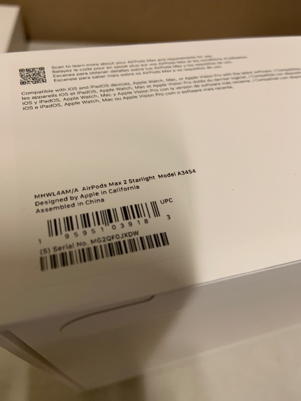 Photo 1 of Apple AirPods Max 2 Wireless Over-Ear Headphones, Active Noise Cancellation, Adaptive Audio, Personalized Spatial Audio, Live Translation, Bluetooth Headphones for iPhone – Starlight
