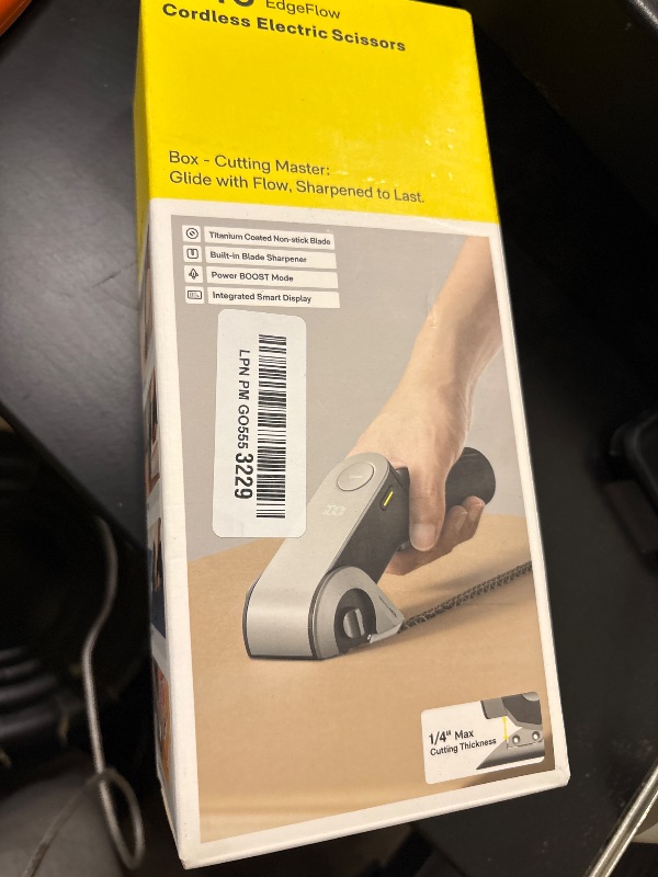 Photo 1 of HOTO EdgeFlow Cordless Electric Scissors, Self-Sharpening Titanium Blade, Smart Display Electric Cardboard Cutter, Boost Mode & Tool-Free Blade Swap, Ideal for Cardboard, Fabric, Carpet, Leather DIY