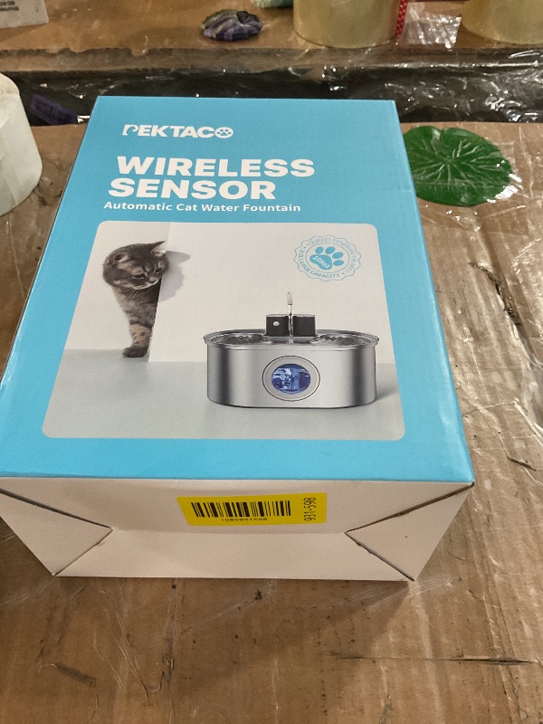 View 2 of **MISSING PUMP**PEKTACO Wireless Cat Water Fountain, 108oz/3.2L Stainless Steel, 3 Filters