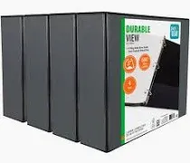 Photo 1 of 3-inch Durable View Binder, Black, 4 Pack