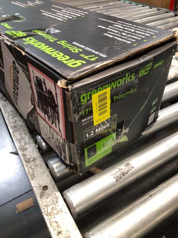 View 4 of ***STOCK PHOTO FOR REFERENCE ONLY***Greenworks - 80V 17" Brushless String Trimmer with 2.0Ah Battery & Charger - Black/Green