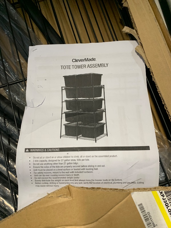View 4 of ***MINOR DAMAGE***CleverMade 10-Bin Double Tote Storage Rack, Black
