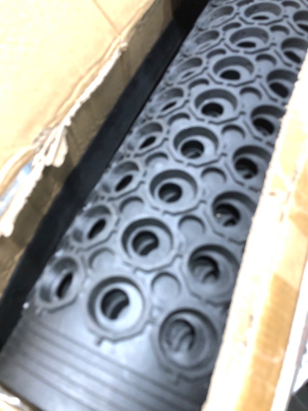 View 2 of ?10mm Extra Thick?36"x60" Heavy Duty Non-Slip Outdoor Rubber Door Mat with Drainage Holes, Large Rubber Mats for Bar, Garage, Kitchen, Waterproof Black Shop Matt, Fast Drying Restaurant Floor Mat