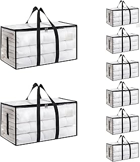 View 1 of ***STOCK PHOTO FOR REFERENCE ONLY***Moving Bags Extra Large 8 Pack - Heavy Duty Storage Totes with Wrap-Around Handles & Reinforced Zippers - Foldable Moving Box Alternative, Water-Resistant for Dorm, Closet & Under Bed Storage (Clear)
