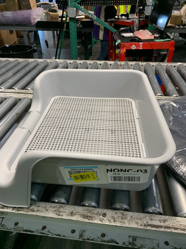 View 1 of [DogCharge] Indoor Dog Potty Tray – with Protection Wall Every Side for No Leak, Spill, Accident - Keep Paws Dry and Floors Clean (Tray Only, Grey)