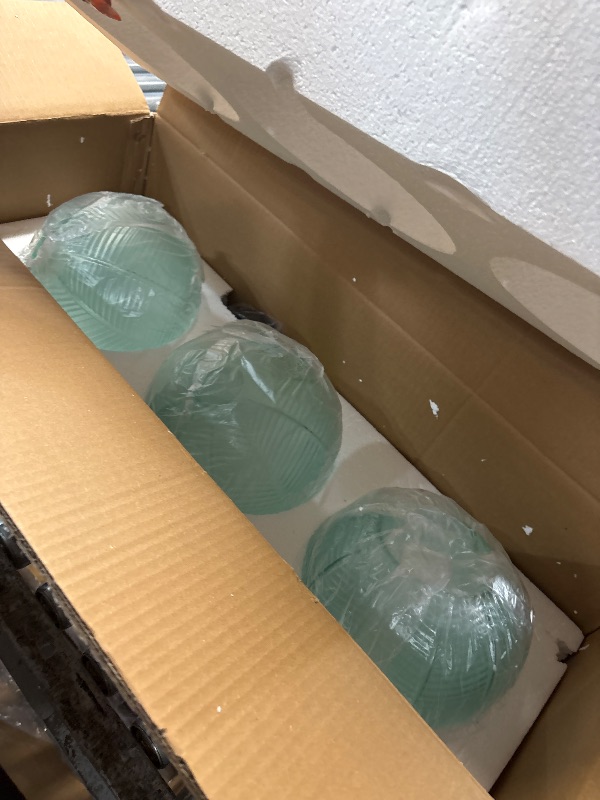 View 2 of ** UNKNOWN IF MISSING PARTS**
\Mikeru 3-Pack Mint Glass Pendant Lights