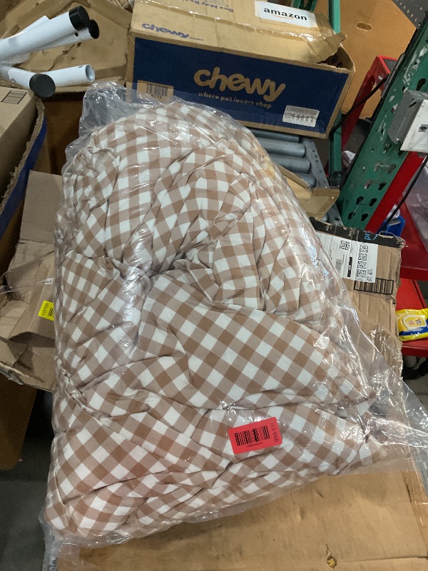 View 2 of ***comforter and two shamsonly*** BDEUS 7-Piece Queen Gingham Comforter Set, Brown