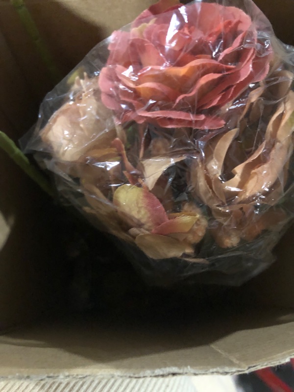 View 2 of ***missing 5***Yunsailing 8 Packs Artificial Peony Flowers Faux Silk Hydrangea Bouquet Vintage Wedding Home Table for Door Decor Reusable Bouquet of Rose Flowers for Valentine Wedding Birthday Party(Dark Orange)