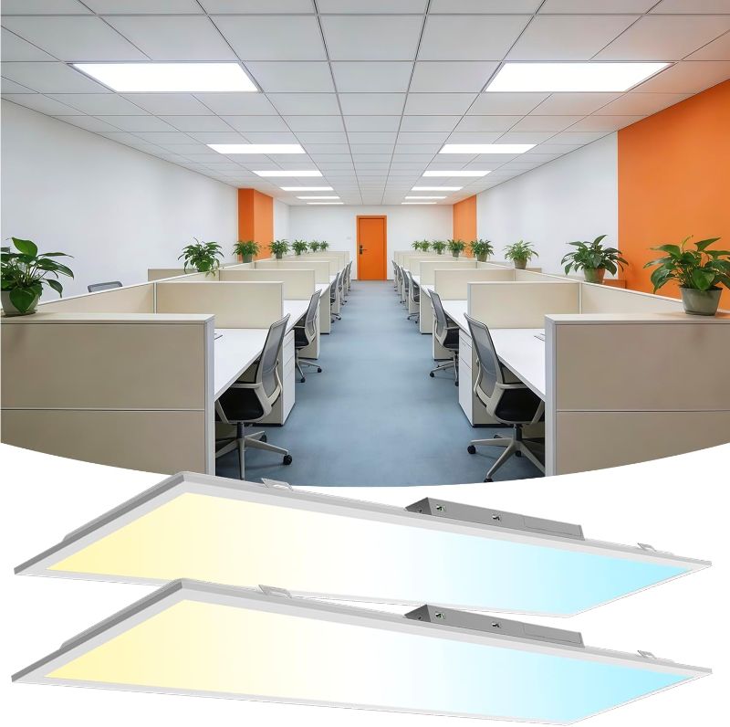 Photo 1 of ***STOCK PHOTO FOR REFERENCE ONLY*** 2x4 LED Flat Panel Light 2Pack 5CCT Selectable, 0-10V Dimmable
9000LM, 3000K/3500K/4000K/5000K/6300K Adjustable, 30W/40W/50W/60W/72W Selectable, Recessed Drop Ceiling Lighting for Office