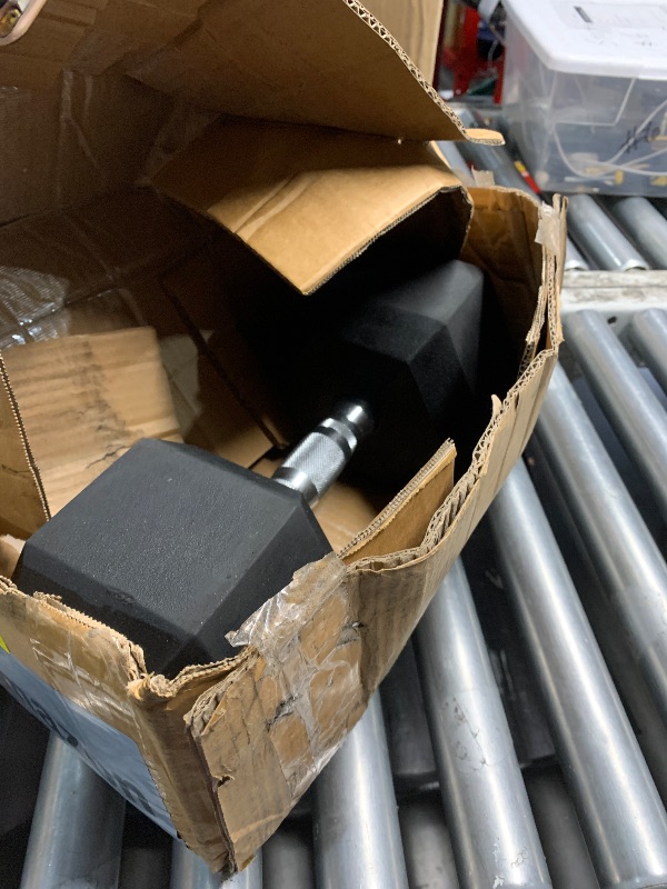 View 3 of *** MISSING PARTS***CAP 55lb Rubber Coated Hex Dumbbell, Chrome Grip, Free Weights, Pair