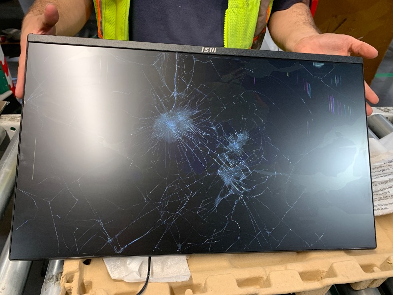 View 3 of ***MAJOR CRACKS, PARTS ONLY, DOES NOT SHOW DISPLAY/WORK***msi Modern MD342CQPW 34" UWQHD 120Hz Curved Monitor
