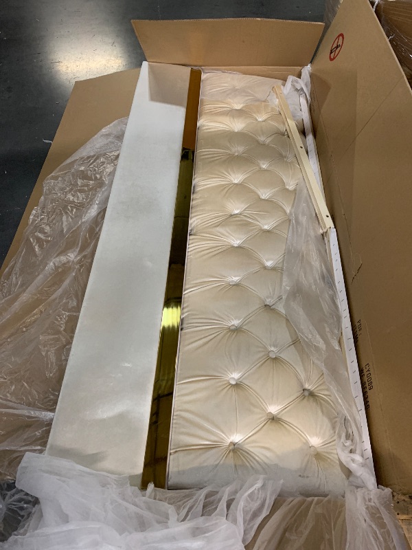 View 3 of *** PARTIAL SET - ONLY PICTURED SECTIONS IN BOX ARE INCLUDED ***
KEIKI 84" Velvet Chesterfield Sofa, 3-Seater, Beige