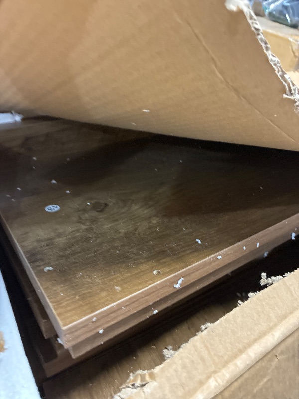 View 2 of **** used unknown if missing parts****Tribesigns 70.9" Console Table with Storage, Wood Entryway Entry Table with 3 Arched Shelves for Foyer, Hallway, Living Room, Behind Couch Sofa, Narrow Long, Brown