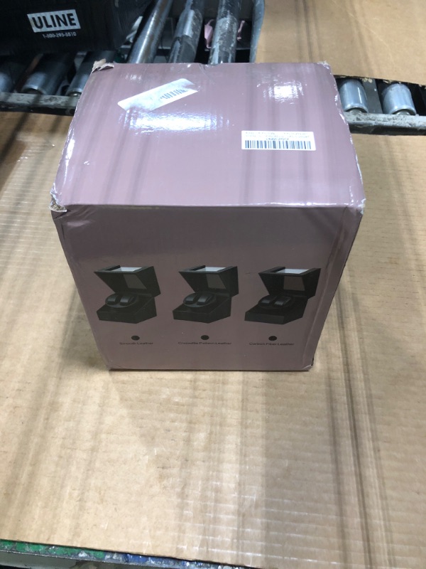 View 2 of [MISSING POWER CABLE] SHOWPIN Automatic Double Watch Winder - 2 Slot Crocodile-Embossed Leather